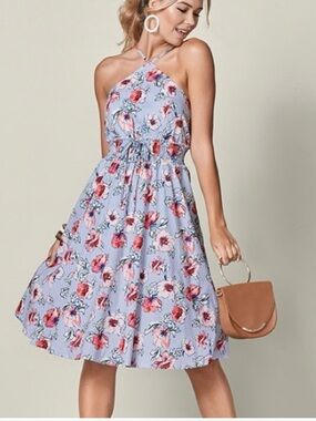 Venus High Neck Floral Print Dress